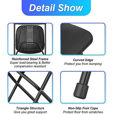 Yardgrace 10 Pack Plastic Folding Chair Stackable Steel Frame Indoor Outdoor Seating 300lb Capacity