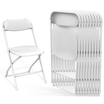 Yardgrace 10 Pack Plastic Folding Chair Stackable Steel Frame Indoor Outdoor Seating 300lb Capacity
