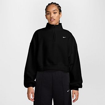 Women's Nike Studio Fleece Plush Oversized Quarter-Zip Cropped Sweatshirt