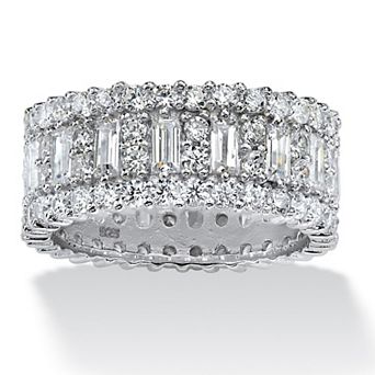 PalmBeach Jewelry 4.80 TCW Baguette CZ Eternity Band in Platinum-plated Sterling Silver