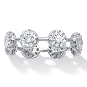 PalmBeach Jewelry Crystal Platinum-Plated Cluster Ring