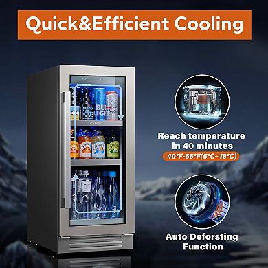 Ca'Lefort 15'' Beverage Refrigerator Cooler,100 Cans Beverage Fridge for Home Office