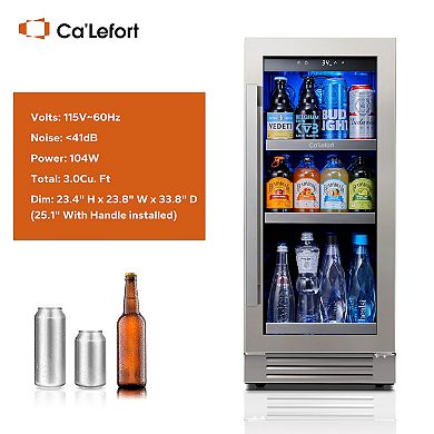 Ca'Lefort 15'' Beverage Refrigerator Cooler,100 Cans Beverage Fridge for Home Office