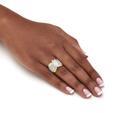 PalmBeach Jewelry 2.48 TCW Marquise-Cut CZ & Crystal Gold-Plated Engagement Ring