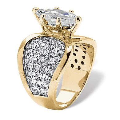 PalmBeach Jewelry 2.48 TCW Marquise-Cut CZ & Crystal Gold-Plated Engagement Ring
