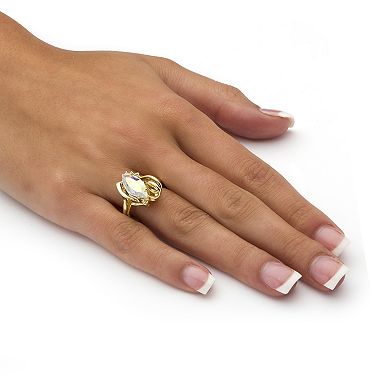 PalmBeach Jewelry Marquise-Cut Aurora Borealis Crystal Ring in Gold-Plated