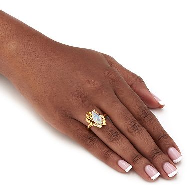 PalmBeach Jewelry Marquise-Cut Aurora Borealis Crystal Ring in Gold-Plated