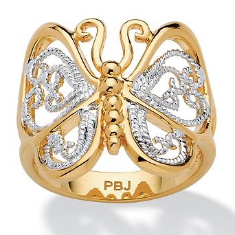 PalmBeach Jewelry Filigree Butterfly Ring in 18k Gold-Plated