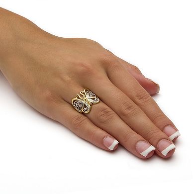 PalmBeach Jewelry Filigree Butterfly Ring in 18k Gold-Plated