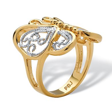 PalmBeach Jewelry Filigree Butterfly Ring in 18k Gold-Plated