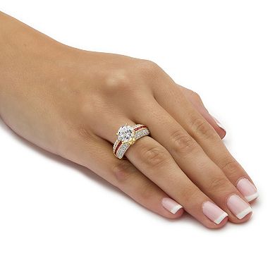 PalmBeach Jewelry 5.52 TCW Round CZ Ring in Gold-Plated Sterling Silver