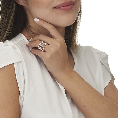 PalmBeach Jewelry 0.55 TCW Round Cubic Zirconia Sterling Silver Five Row Wrap Ring