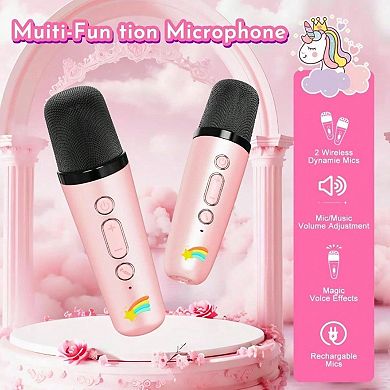 Karaoke: Speaker with 2 Wireless Microphones, Portable Singing Birthday Gifts Ages 4 - 12