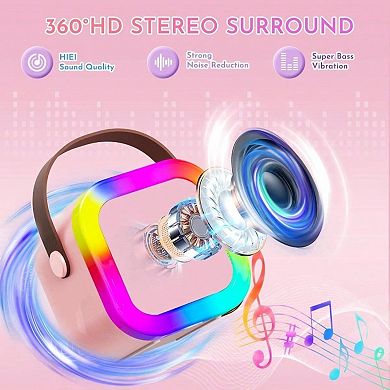 Karaoke: Speaker with 2 Wireless Microphones, Portable Singing Birthday Gifts Ages 4 - 12