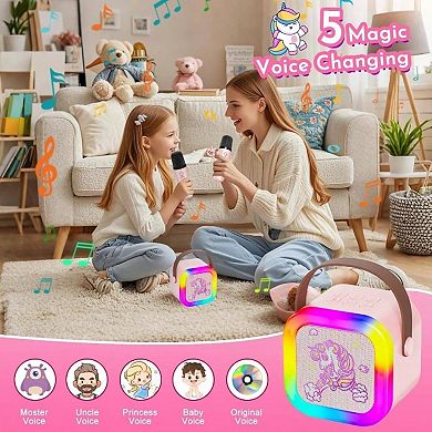 Karaoke: Speaker with 2 Wireless Microphones, Portable Singing Birthday Gifts Ages 4 - 12