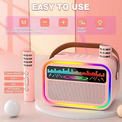Karaoke Toys, Portable Speaker with 2 Wireless Microphones, Funny Birthday Gifts Ages 3, 4, 5, 6, 8,