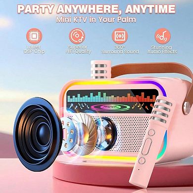 Karaoke Toys, Portable Speaker with 2 Wireless Microphones, Funny Birthday Gifts Ages 3, 4, 5, 6, 8,