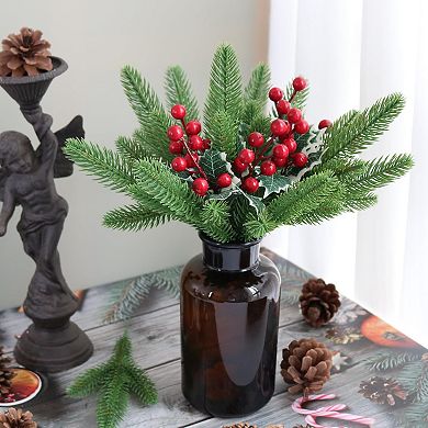 30pcs Artificial Pine Branches Green Plants Pine Needles DIY Accessories for Garland Wreath