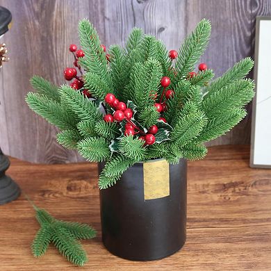 30pcs Artificial Pine Branches Green Plants Pine Needles DIY Accessories for Garland Wreath