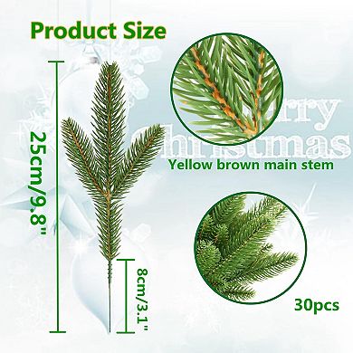 30pcs Artificial Pine Branches Green Plants Pine Needles DIY Accessories for Garland Wreath