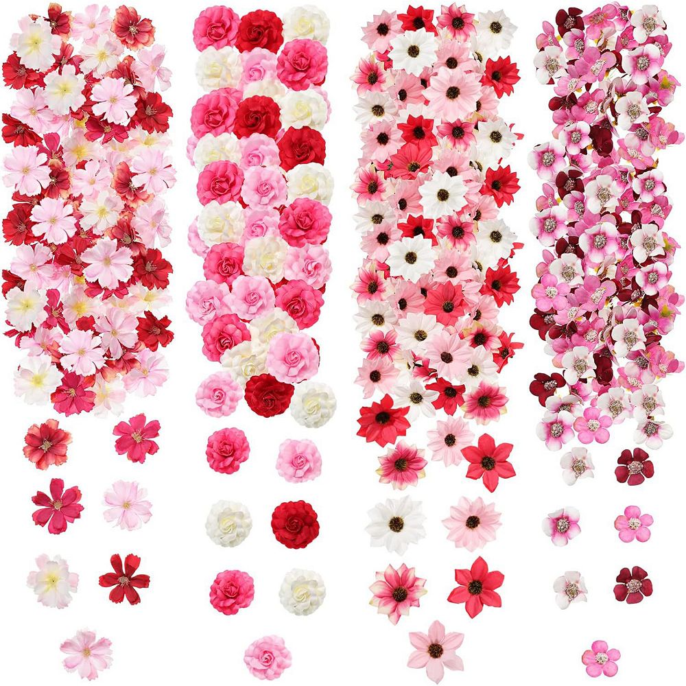 217 Pcs Mini Fake Flowers for Crafts Bulk Fake Flower Heads Craft Rose ...