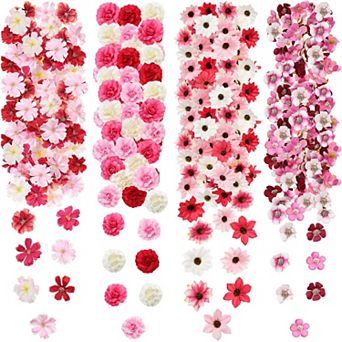 217 pc Mini Fake Flowers for Crafts Bulk Fake Flower Heads Craft Rose Daisy Small Silk