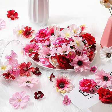 217 Pcs Mini Fake Flowers for Crafts Bulk Fake Flower Heads Craft Rose ...