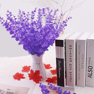 36 Pcs Purple Eucalyptus Stems Artificial Leaves Faux Eucalyptus Stems Branches 15 inch for Wedding
