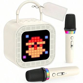 Karaoke Adults, with 2 Wireless Microphones and Screen, Gifts Adults, Karaoke Microphone with Lights
