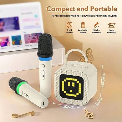 Karaoke Adults, with 2 Wireless Microphones and Screen, Gifts Adults, Karaoke Microphone with Lights