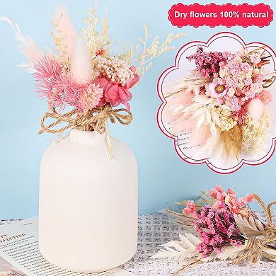 10 Pack Mini Dried Flower Bouquets Pink Series Natural Small Dry Flowers with Stem Boho Wedding