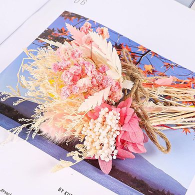 10 Pack Mini Dried Flower Bouquets Pink Series Natural Small Dry Flowers with Stem Boho Wedding
