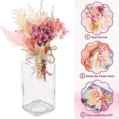 10 Pack Mini Dried Flower Bouquets Pink Series Natural Small Dry Flowers with Stem Boho Wedding
