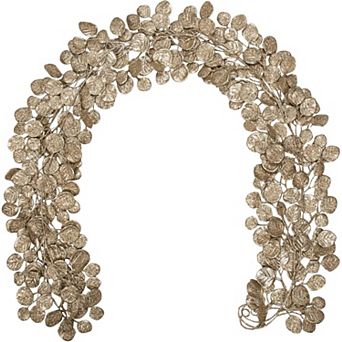 3 pc 6FT Christmas Garland Champagne Glittered Artificial Eucalyptus Leaves for Mantle