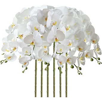 32" Artificial Phalaenopsis Flowers 6 pc Artificial Orchid Flowers Stem Plants for Home