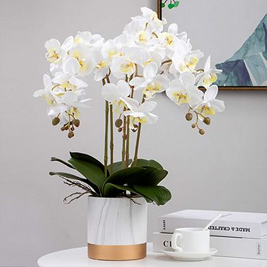 32" Artificial Phalaenopsis Flowers 6 Pcs Artificial Orchid Flowers Stem Plants for Home