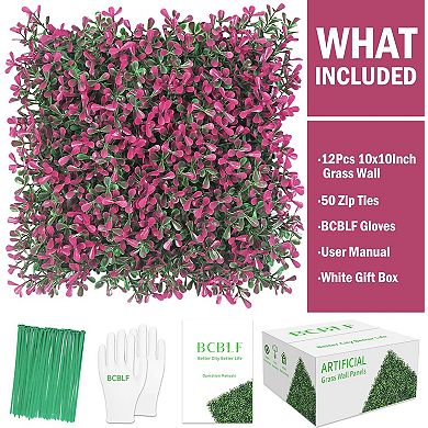 10x10Inch 12Pcs Grass Wall Panels, UV-Anti Boxwood Greenery Hedge, Odorless Artificial Fake