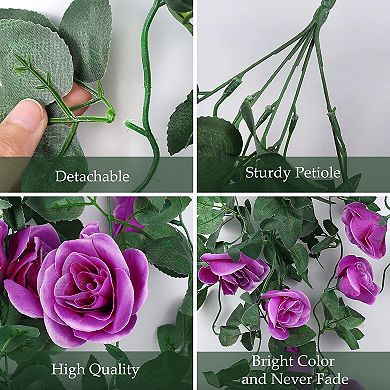 2Pieces 3. 3Ft Fake Hanging Flowers Artificial Rose Plants Wall Décor Wedding Home Garden Decoration