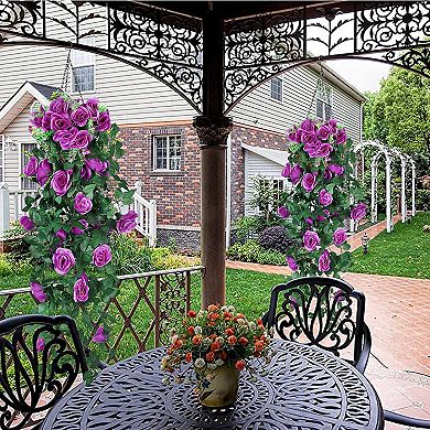 2Pieces 3. 3Ft Fake Hanging Flowers Artificial Rose Plants Wall Décor Wedding Home Garden Decoration
