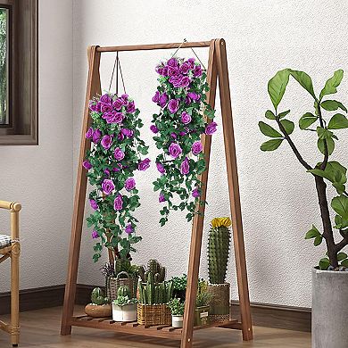 2Pieces 3. 3Ft Fake Hanging Flowers Artificial Rose Plants Wall Décor Wedding Home Garden Decoration