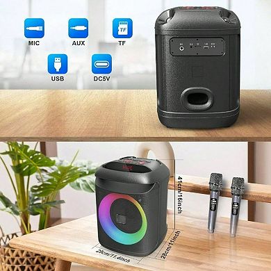 Karaoke with and Two Wireless Microphones, Portable Speaker Home Outdoor Parties, - Hour Life, Mic/A