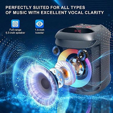 Karaoke with and Two Wireless Microphones, Portable Speaker Home Outdoor Parties, - Hour Life, Mic/A