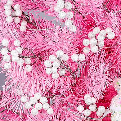 20 Pack 7 Inch Artificial White Berry Picks for Christmas Tree White Berries Stems Holly Berry