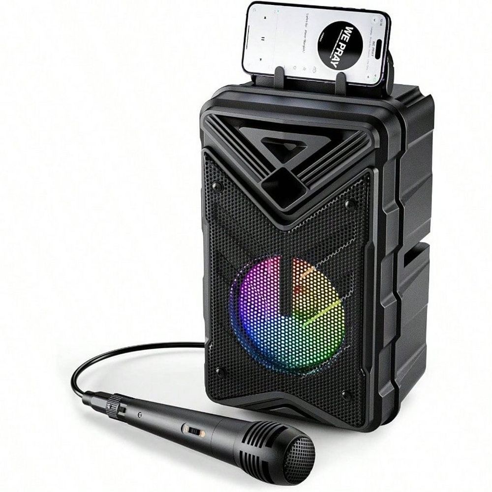 Bluetooth Speaker Microphone Karaoke RGB Battery Portable Rechargeable ...