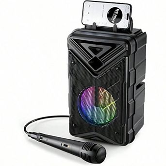 Bluetooth Speaker Microphone Karaoke RGB Battery Portable Rechargeable Sound Audio Powerful