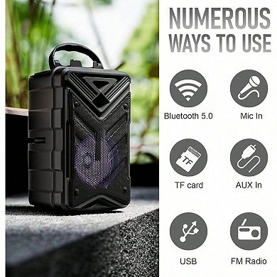 Bluetooth Speaker Microphone Karaoke RGB Battery Portable Rechargeable Sound Audio Powerful