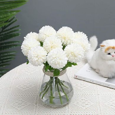 12pcs Artificial Chrysanthemum Ball Flowers Silk Hydrangea Bridal Wedding Bouquet for Home