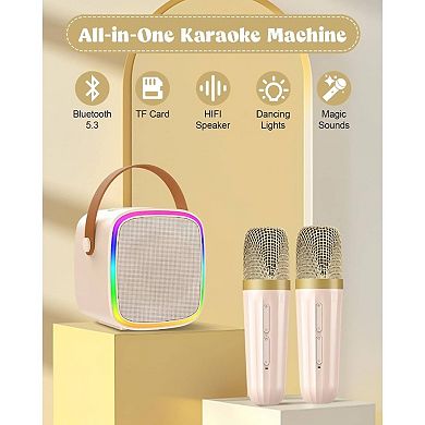 Karaoke with 2 Wireless Microphones, Toys Portable Speaker Adults, Toys 4 5 6 8 9 10 12 Year Old Bir