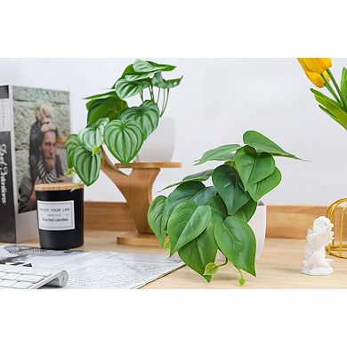 2Pcs Small Fake Plants Artificial Mini Faux Plants for Bathroom Office Desk Shelf Table