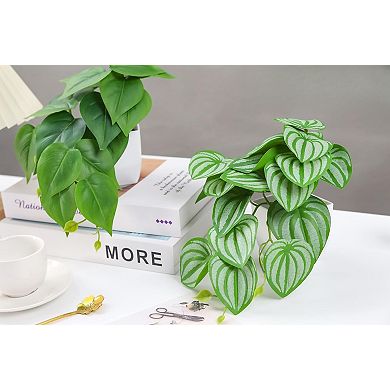 2Pcs Small Fake Plants Artificial Mini Faux Plants for Bathroom Office Desk Shelf Table